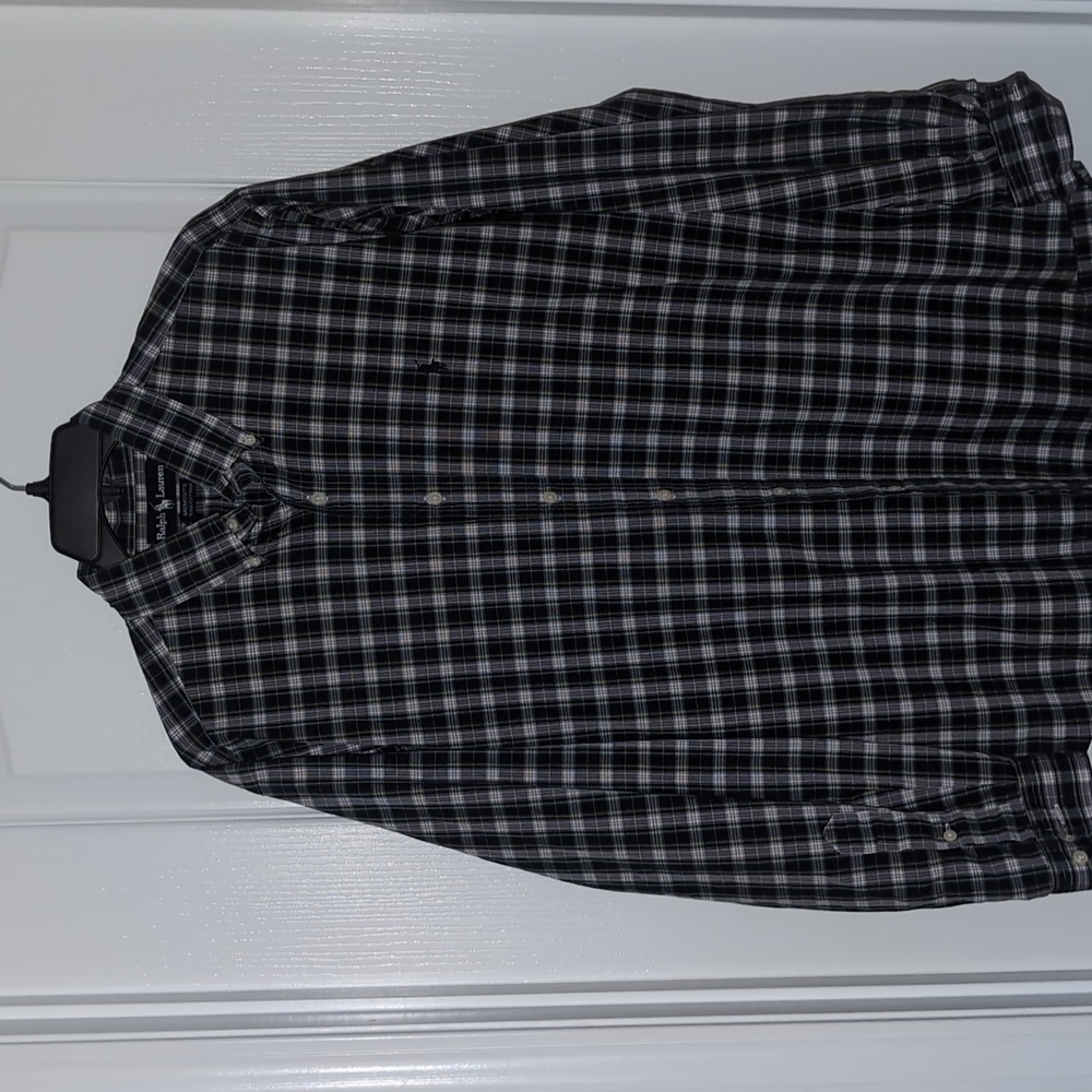 Ralph Lauren Blue Plaid Yarmouth Button Down Shirt. Size Medium 15 1/2 Neck